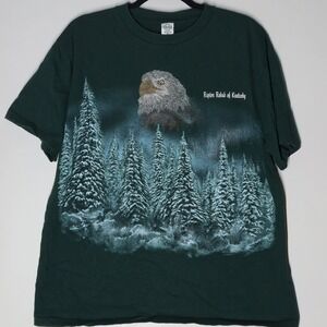 Vintage American Bald Eagle 90s Nature T Shirt Size XL Green Kentucky